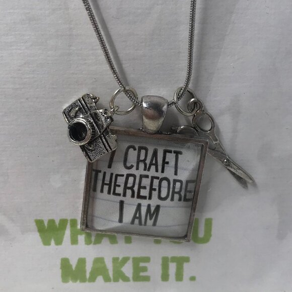 NEW pendent necklace with 18-20" chain.  I Craft therefore I am with charms - Picture 1 of 5